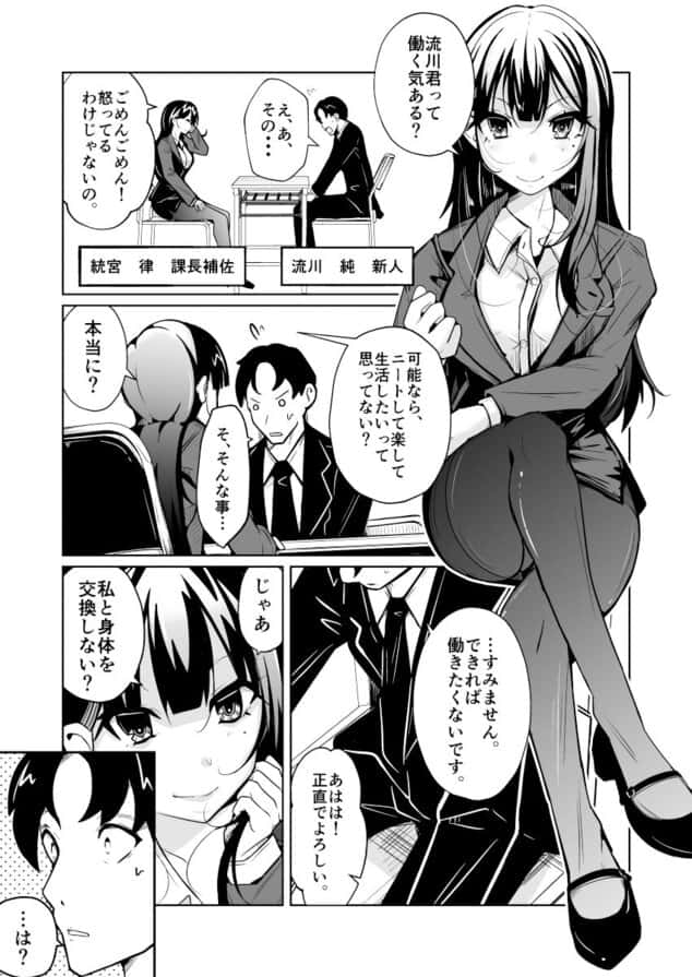 女上司と入れ替わって養ってもらう話のmomongaより読みやすいカット割り - 6